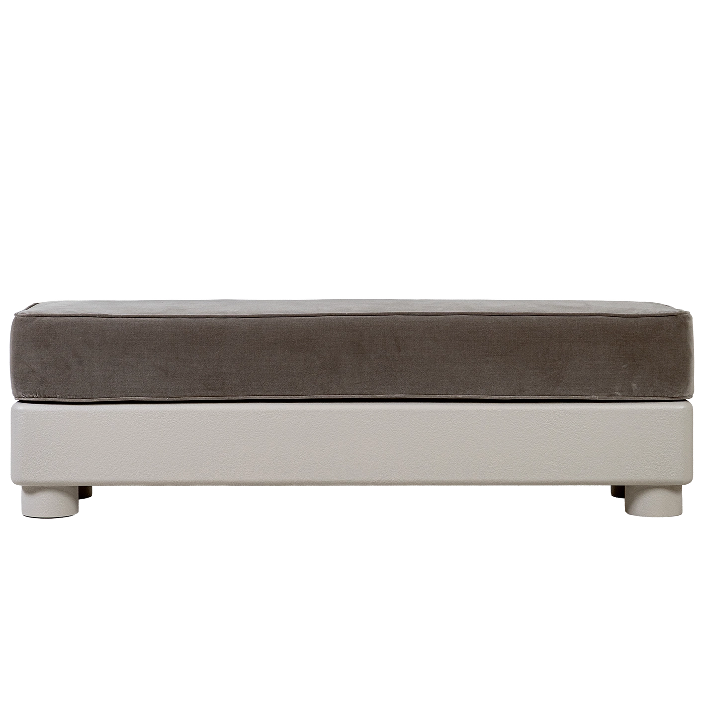 Rina bench in warm taupe, ivory and taupe, shown in a product front view as image 1