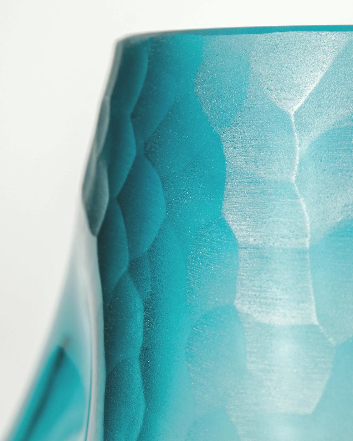 Tiffany Storms vases in turquoise, shown in a product close-up as image 6