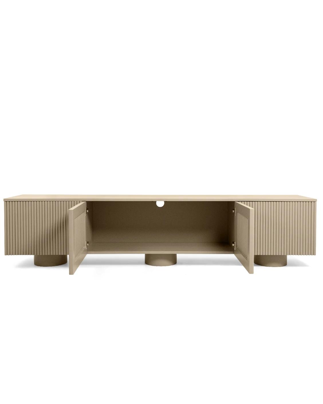Treviso TV unit in warm clay and taupe, shown in a lifestyle front view as image 5