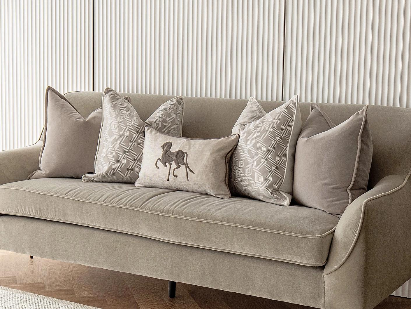 Sherwin Bundle cushion in beige, white and brown, shown in a lifestyle right view as image 2