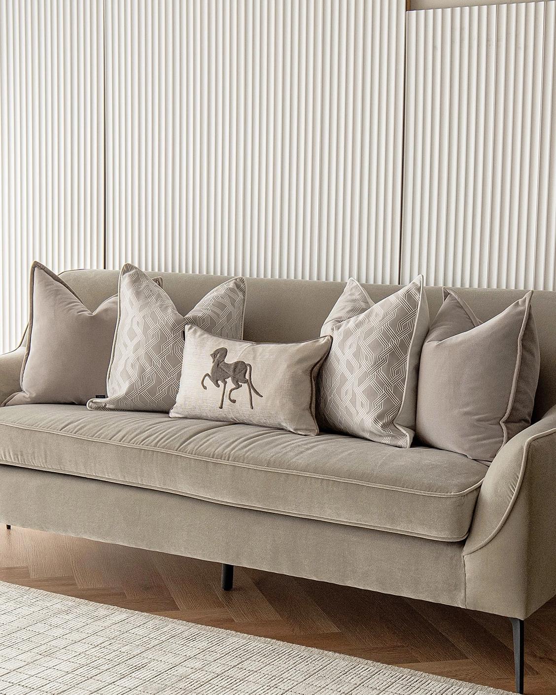 Sherwin Bundle cushion in beige, white and brown, shown in a lifestyle right view as image 2